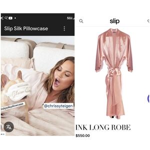 SLIP SILK Pink Long Robe limited edition CHRISSY TEIGEN